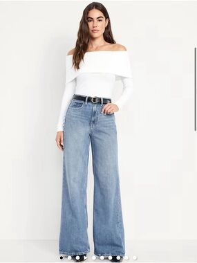 GAP High-Rise Wide Leg Jeans in Light Blue